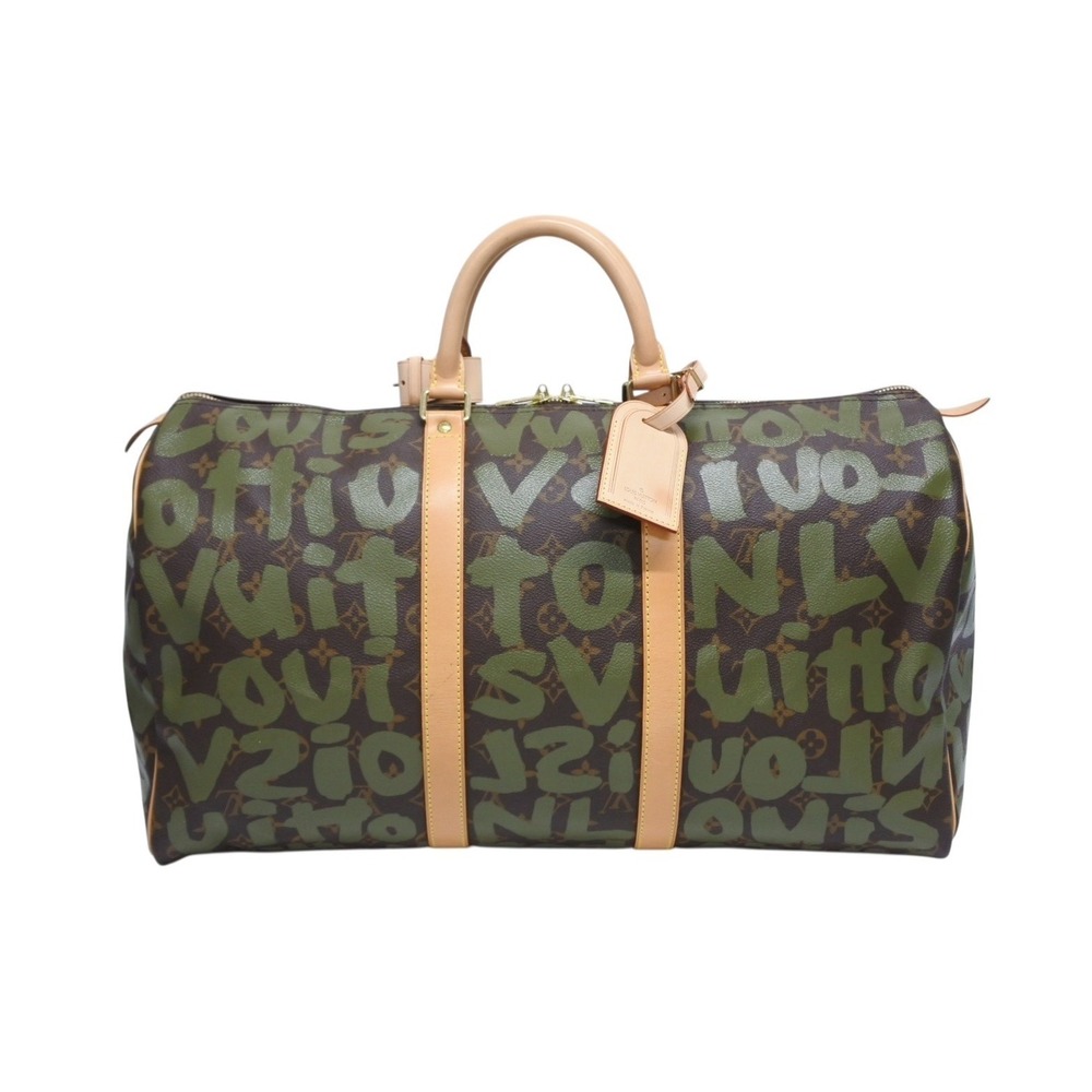 LOUIS VUITTON Monogram Graffiti Keepall Brown Khaki